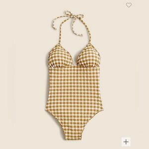 NWT JCrew Ruched plunge one-piece swimsuit in gingham